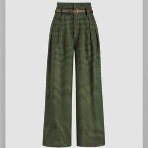 Cider Green and Brown High-Waisted Trousers Relaxed Fit - NWT